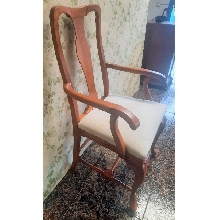 SILLON REINA ANA BARNIZADO CEREZO PRETAPIZADO